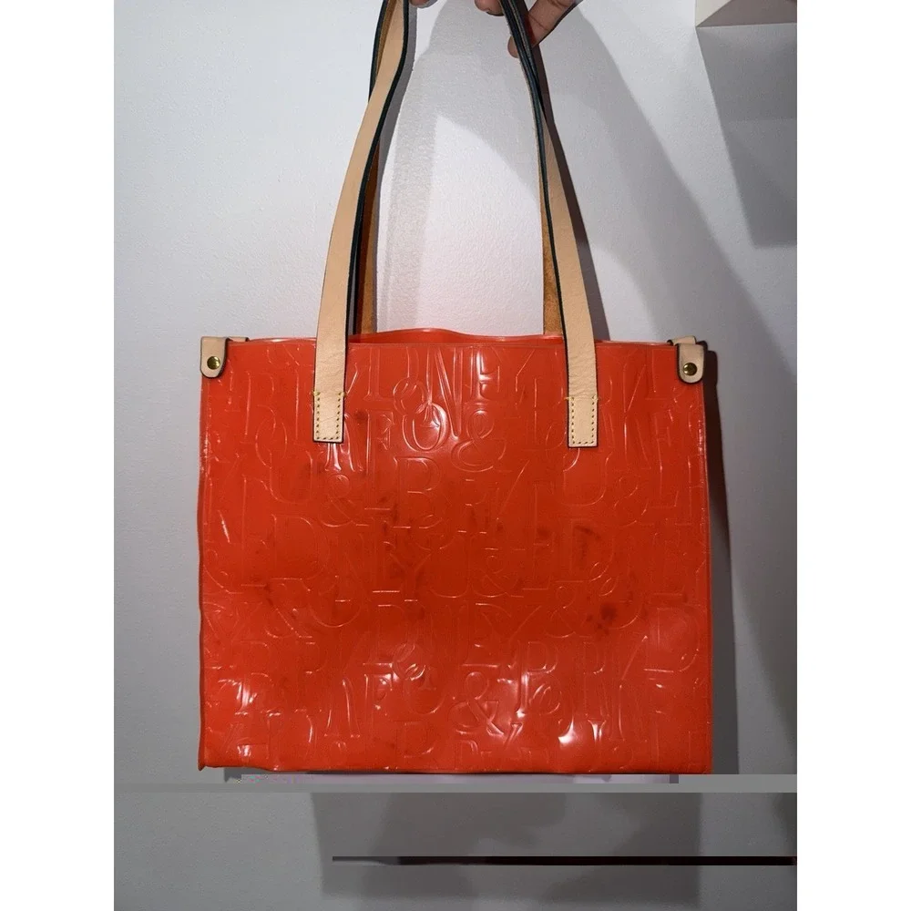 Dooney & Bourke Acrylic Plastic Jelly Vintage Monogram Tote Orange Leather Y2K M